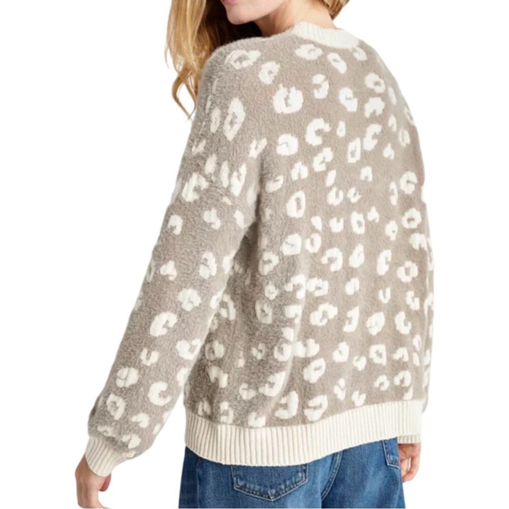 Splendid Leopard Eyelash Knit Sweater M‎ Fuzzy Jacquard Cozy Fall Layer - Picture 5 of 7